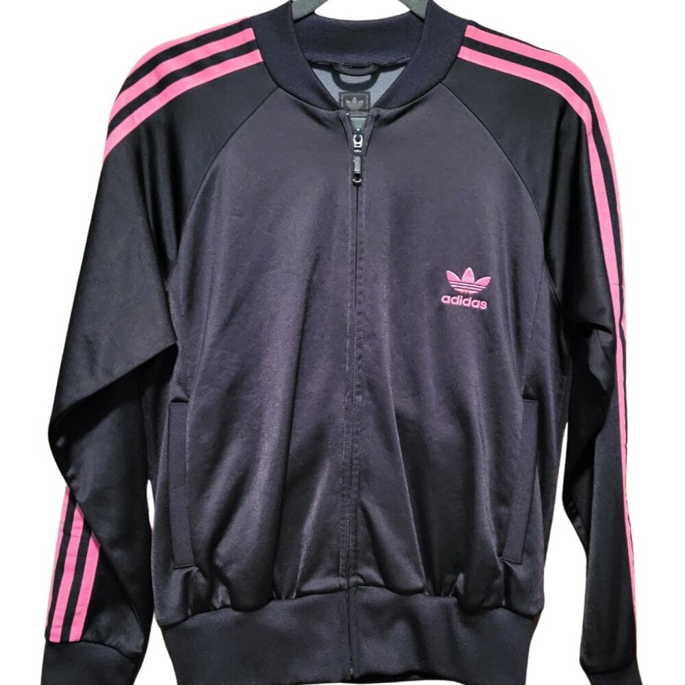 Vintage Adidas Zip Up Jacket - Black/Pink - Size L
